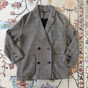 Zara Trf Outerwear Plaid Houndstooth Double Breasted Blazer Small/Medium